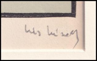 Kós Károly (1883-1977): Kúria. Linómetszet, papír, utólagos jelzéssel, paszpartuban, 11x11 cm