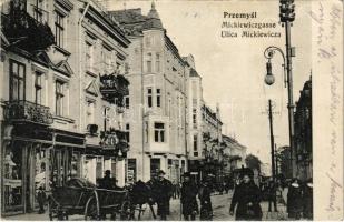 1915 Przemysl, Mickiewiczgasse / Ulica Mickiewicza / street view, shops + K.u.K. Infant. Regmt. No. 45. 3. Ersatzkompagnie