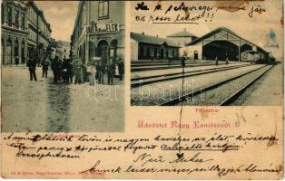 1900 Nagykanizsa, pályaudvar, vasútállomás, Városház utca, Unger Ullmann Elek üzlete, Alt és Bohm fióküzlete és saját kiadása (vágott / cut)