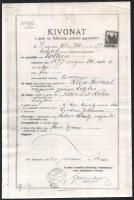 1916-1921 Pesti izraelita hitközség által kiállított születési anyakönyvi kivonta másolata (Reisz Zoltán) + cikk emlékmű állításáról