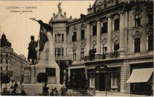 1915 Ljubljana, Laibach; Presernov spomenik, Lekarna, Kavarna / monument, pharmacy, café + K.u.K. Reserve-Spital in Laibach (EK)