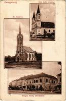 1918 Zalaegerszeg, Római katolikus és evangélikus templom, Fangler Mihály üzlete és saját kiadása (EK)