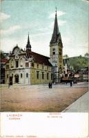 1915 Ljubljana, Laibach; Jakobsplatz / Sv. Jakoba trg / square + K.u.K. Reserve-Spital in Laibach (EB)