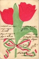 1906 Tulipános magyar szalagos hazafias dombornyomott propaganda lap / Hungarian patriotic propaganda card with tulip and ribbon, embossed (EK)