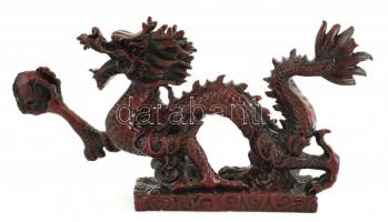 Kínai sárkány figura. Műgyanta . sérüléssel. 23 cm, m: 12 cm