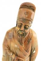 Kínai bölcset ábrázoló zsírkő szobor, m: 20 cm