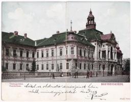 1903 Nagybecskerek, Zrenjanin, Veliki Beckerek; Vármegyeház. Kihajtható két oldalas panorámalap / county hall. 2-tiled folding panoramacard