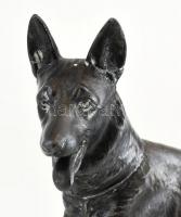 Vadászkutya, ón, kopott, jelzett, m: 15cm