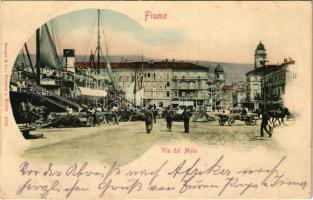 Fiume, Rijeka; Via del Molo / port, wharf, steamship