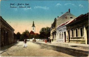 1915 Bród, Nagyrév, Slavonski Brod, Brod na Savi; Posta utca, üzletek / Postanska ulica / street view, shops (EK)