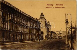 1914 Pozsony, Pressburg, Bratislava; Stefánia út, üzlet. G.L.P. 346. / Stefanie-Strasse / street view, shops (EK)
