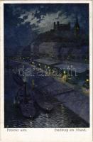 1918 Pozsony, Pressburg, Bratislava; Vár és rakpart este / castle at night. B.K.W.I. 386-1. s: Marx Béla