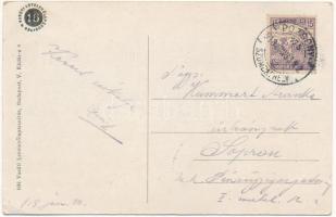 1918 Hegyeshalom, utca, templomok. Art Nouveau, floral. Vasúti levelezőlapárusítás 808. (EK)