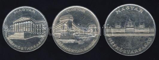 1956. 10Ft + 20Ft + 25Ft Ag "10 éves a Forint" sor T:2 kis ph