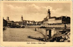 1913 Győr, látkép a Rába felől, Elite kávéház. Polgár Bertalan kiadása (EM)