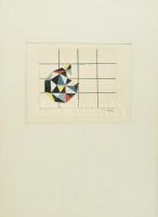 Kassák jelzéssel: Geometrikus kompozíció. Tempera, tus, kollázs, papír, paszpartuban. 12x16 cm