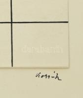 Kassák jelzéssel: Geometrikus kompozíció. Tempera, tus, kollázs, papír, paszpartuban. 12x16 cm