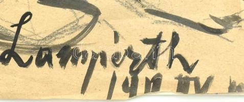 Lampérth jelzéssel: Nöi alakok. Tus, ceruza, papír. Sérült. Lap szélén ragasztószalaggal kartonra ra...