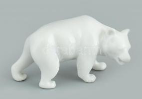 Mini fehér mázas porcelán medve, jelzés nélkül, hibátlan, m: 2,5cm