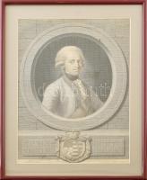 Anton Graff (1736-1813) festménye után, Johann Friedrich Bause (1738-1814) metszése: Fridericus Augustus, elector Saxoniae (Frigyes Ágost szász választófejedelem, később király portréja), 1780-1790 körül. Rézmetszet, papír, jelzett a metszet alatt nyomtatva. Kissé foltos, lap alja kissé sérült. Üvegezett keretben. 36x25 cm