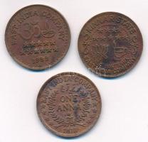 Brit-India / Kelet-Indiai Társaság 1813-1939. 3xklf zseton T:2,2-
British India / East India Compan...