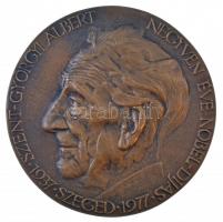 Lapis András (1942- ) 1977. Szent-Györgyi Albert negyven éve Nobel-díjas - 1937 Szeged 1977 kétoldalas, öntött bronz plakett a hátoldalon a C-vitamin szerkezeti ábrájával (122mm) T:1-