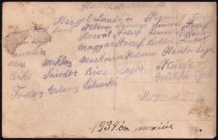 1934 Katonai csoportkép, hátoldalán a résztvevők neveivel, 9×14 cm