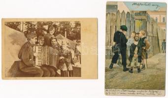 16 db RÉGI motívum képeslap vegyes minőségben: gyerek, katonai, művész / 16 pre-1945 motive postcard...