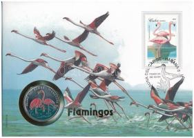 Kuba 1994. 1P Cu-Ni Flamingó érmés borítékban, első napi bélyegzéses bélyeggel T:1 Cuba 1994. Cu-Ni Flamingo in coin envelope with first day of issue stamp C:UNC Krause KM# 498