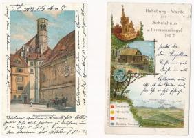 Wien, Vienna, Bécs; - 6 pre-945 postcards, lithos, embossed