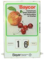 Bayer gyógyszergyári reklámos naptár, kézzel állítható, üveg fedlap, német nyelvű, 35×23 cm
