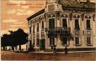 1915 Karánsebes, Caransebes; Postahivatal. Johann Balc kiadása / Postamt / Officiul Postal / post office + M. k. 18. honv. gy. ezred lábadozó oszt. parancsnokság (EK)
