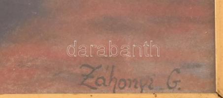 Záhonyi Géza (1889-?): Olvasó hölgy. Pasztell, papír. üvegezett keretben, jelzett. 35x25cm