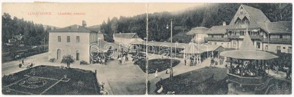 1909 Luhacovice, Lázenské námestí / spa, bath, hotel, music pavilion with band. folding panoramacard (Rb)
