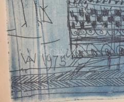 Ifj. Würtz Ádám (1957-): Kakas és lány. Színes rézkarc, papír, jelzett dúcon. Üvegezett fa keretben,...