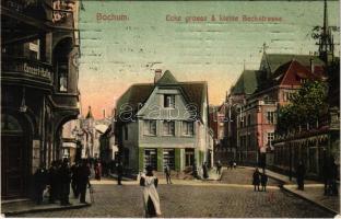 1908 Bochum, Ecke grosse & kleine Beckstrasse, Restaurant, Concert-Halle / street view, restaurant and concert hall