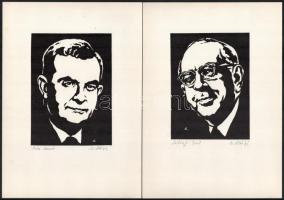 M. Kiss József (1936-1999): HNF. M. Kiss József linómetszetei, rajta történelmi alakokkal, politikus...