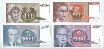 Jugoszlávia 1991. 100D + 500D + 1000D + 5000D T:I,I- Yugoslavia 1991. 100 Dinara + 500 Dinara + 1000 Dinara + 5000 Dinara C:UNC,AU