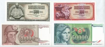 Jugoszlávia 1986. 100D + 500D + 1987. 20.000D + 1988. 50.000D T:I,I- Yugoslavia 1986. 100 Dinara + 500 Dinara + 1987. 20.000 Dinara + 1988. 50.000 Dinara C:UNC,AU