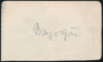 Bajor Gizi (1893-1951) színésznő aláírása papírlapon