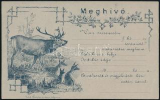 cca 1910 Meghívó vadászatra, kitöltetlen