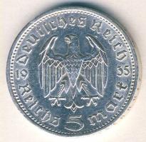 Német 3. Birodalom 1935A 5M Ag "Hindenburg" T:2/3