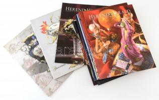 cca 1999-2003 17 db porcelánnal kapcsolatos kiadvány: Herend Herald, a Herendi Porcelánmanufaktúra magazinja 15 száma, magyar és angol nyelvű + 2 db Hollóházi termékkatalógus (edényáruk, díszművek)