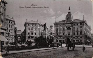 Milano, Milan; Piazza Cordusio e monumento a Parini / square, monument (tear)