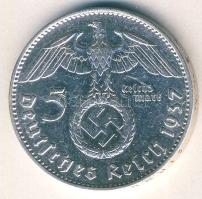 Német 3. Birodalom 1937J 5M Ag "Hindenburg" nagy h.k.-tel T:2/3