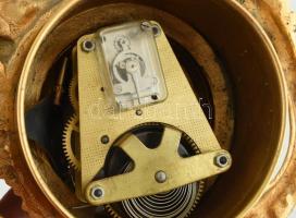 Neorokókó falióra, mechanikus szerkezettel, öntött tűziaranyozott bronz óratest, kopott sérült, műkö...