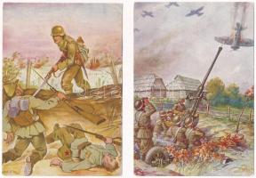 5 db RÉGI magyar második világháborús katonai képeslap / 5 pre-1945 WWII Hungarian military art postcards