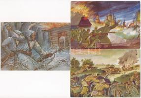 5 db RÉGI magyar második világháborús katonai képeslap / 5 pre-1945 WWII Hungarian military art post...