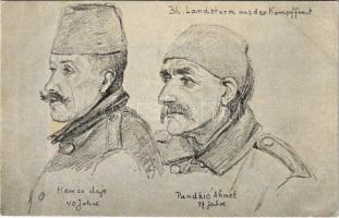 Bh. Landsturm aus der Kampffront. Kärntner Landesverteidigung / WWI Austro-Hungarian K.u.K. military art postcard, Bosnian soldiers (EK)