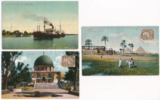 4 db RÉGI egyiptomi képeslap + 1 Jeruzsálem / 4 pre-1945 Egyptian postcards + 1 Jerusalem